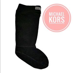 New Michael kors MK ribbed sock fleece knit tall boot sock black Sz L/XL(9-11)